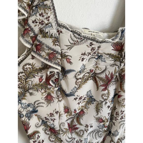 Max Studio Floral Paisley Cropped Tank Top Strappy Blouse Size Medium - Picture 8 of 11